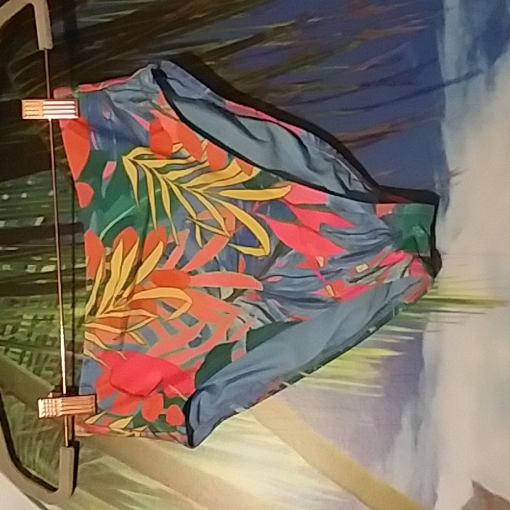 Kona Sol Tropical Print High-Waist Bikini Bottom